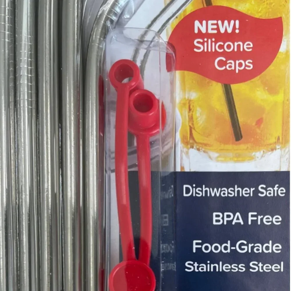 4th Utensil Reusable Bent Stainless Steel Straws‎ and Cleaning Brush | NWT